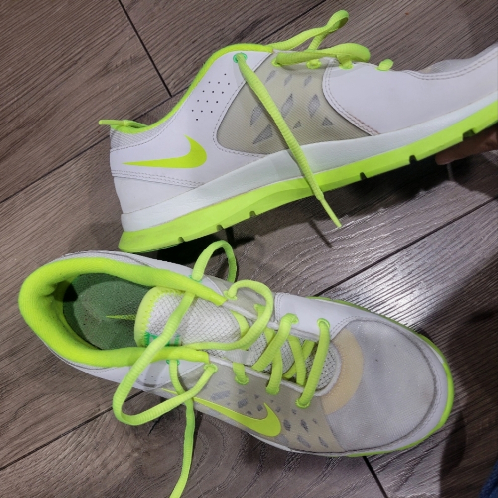 Nike White and Neon Green Sneakers